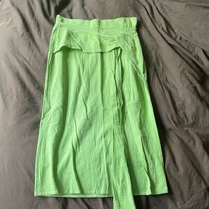 SHEIN Lime Green Wrap Midi Skirt